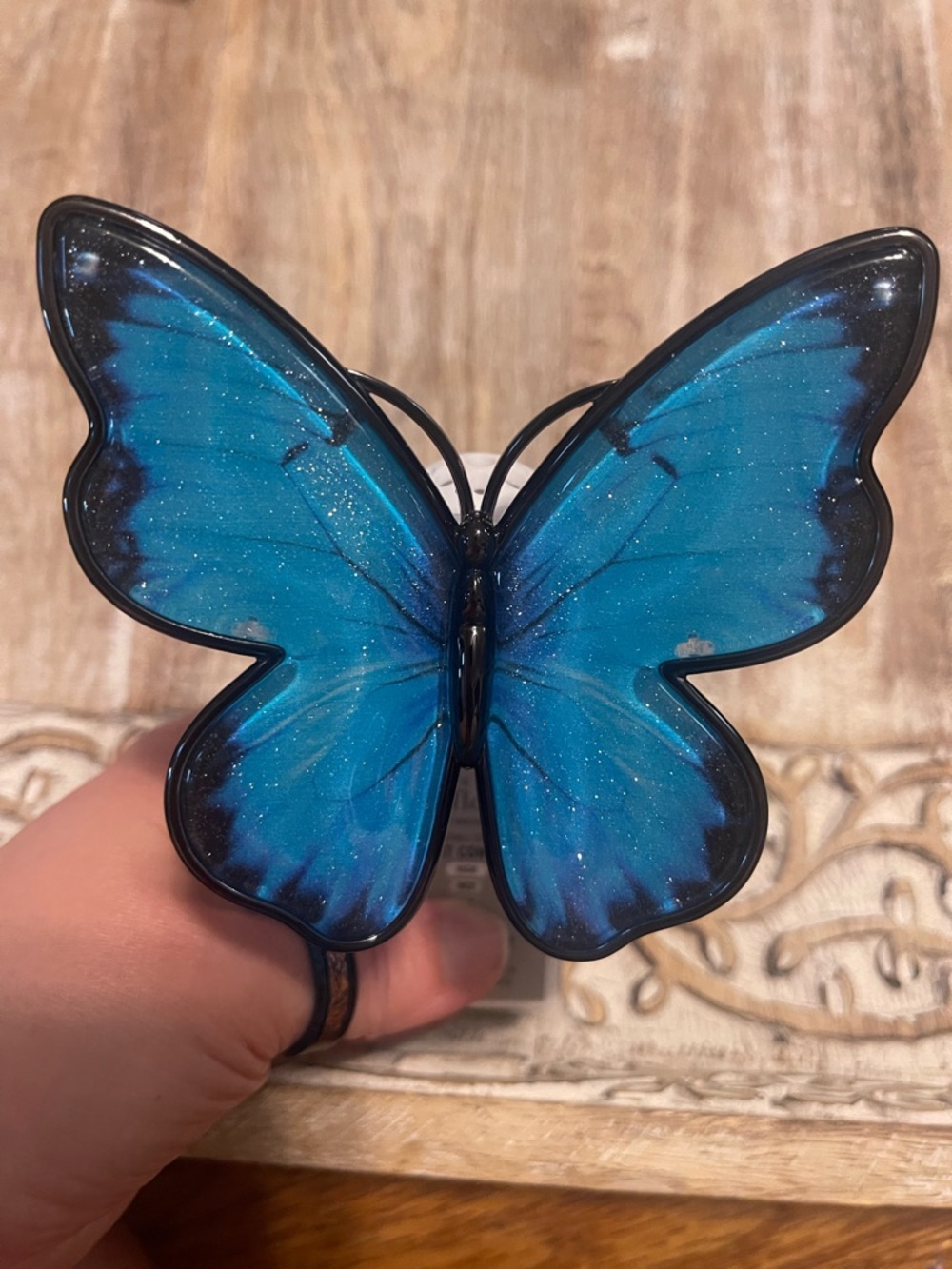 Blue Glitter Butterfly Wallflower Plug In